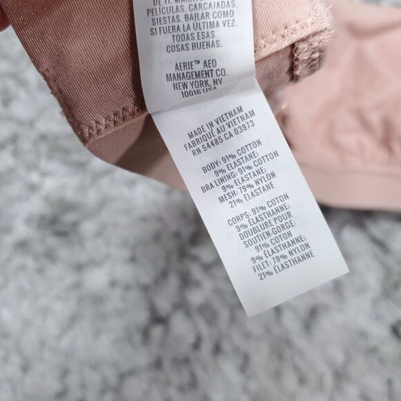 Aerie Square Neck Strappy Side Bralette Size XS Lace Up Unlined Wireless Pink - Picture 7 of 7